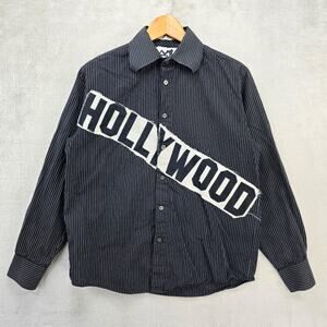 Lefthand Los Angeles Upcycled Hollywood Shirt Small Black Stripe Button Up 1/1